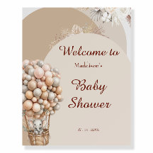 Boho-Elefanten-Heißluftballon-Baby-Shower-Willkomm