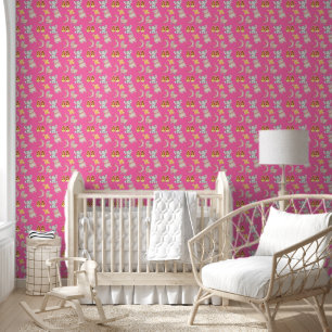 Boho-Elefanten-Mond-Buggy-Hellrosa-Mädchen-Kinderz Tapete