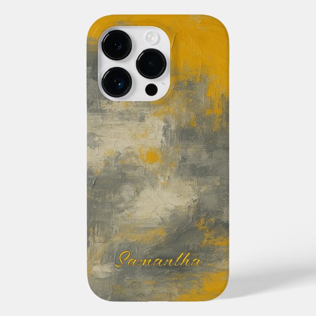 Boho Elegance Abstrakt Mustard & Grau Art Case-Mate iPhone Hülle (Rückseite)