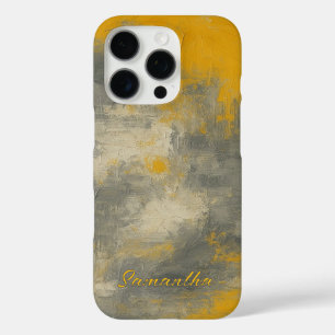 Boho Elegance Abstrakt Mustard & Grau Art iPhone 16 Pro Hülle