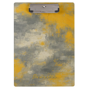 Boho Elegance Abstrakt Mustard & Grau Art Klemmbrett
