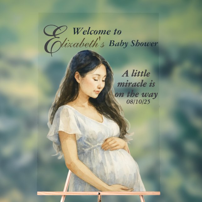 Boho Elegant Asian Pregnant Mom Baby Shower Acrylschild (Neutral)