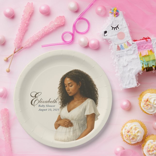 Boho Elegant  baby shower black mom-to-be Pappteller (Party)