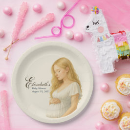 Boho Elegant  baby shower blonde mom-to-be Pappteller