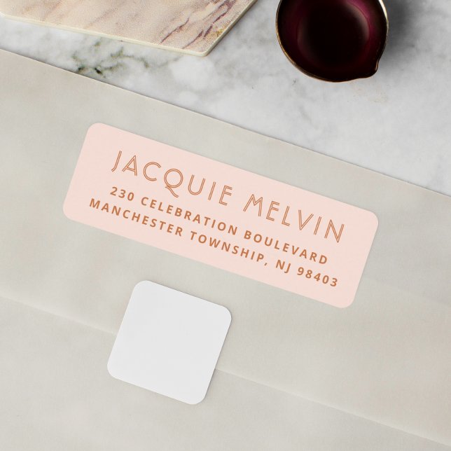 Boho Elegant Blush Pink Minimale Rücksendeadresse (Return Address Label Mock-up)