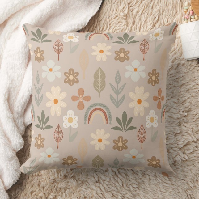 Boho Elegant Chic Floral Earthtone Gift Kissen (Decke)