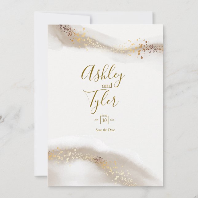 Boho Elegant Coastal Wedding Einladung (Vorderseite)