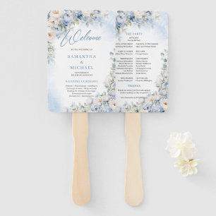 Boho Elegant Dusty Blue und Ivory Blume Hochzeit Fächer