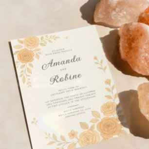 Boho Elegant Earth Tone Floral Wedding Einladung