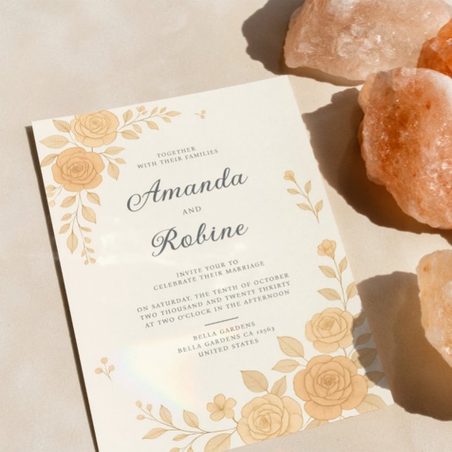 Boho Elegant Earth Tone Floral Wedding Einladung (Von Creator hochgeladen)