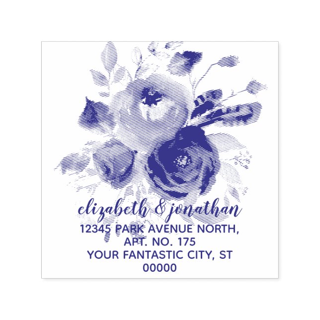 Boho Elegant Floral Wedding Rücksendeadresse Permastempel (Design)