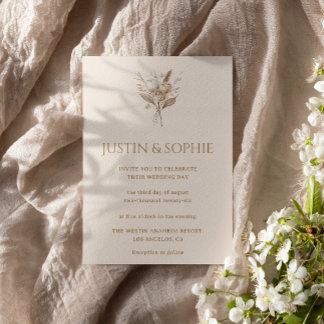 Boho Elegant Minimalistisch Neutrales Florales Hoc Einladung