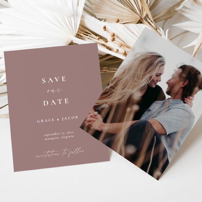 Boho Elegant Modern Dusty Mauve Save The Date (Von Creator hochgeladen)