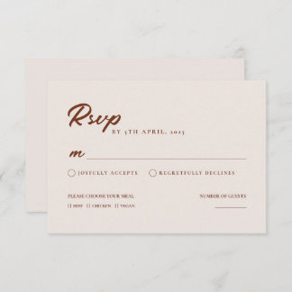 Boho Elegant Moderne Minimalistische HochzeitsrSVP RSVP Karte