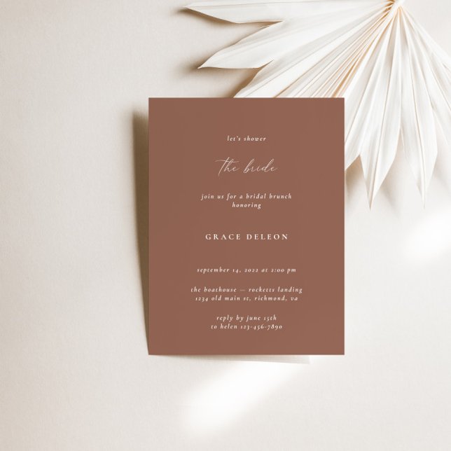 Boho Elegant Modernes Dusty Brautparty Einladung (Boho Elegant Modern Dusty Terracotta Bridal Shower Invitation)