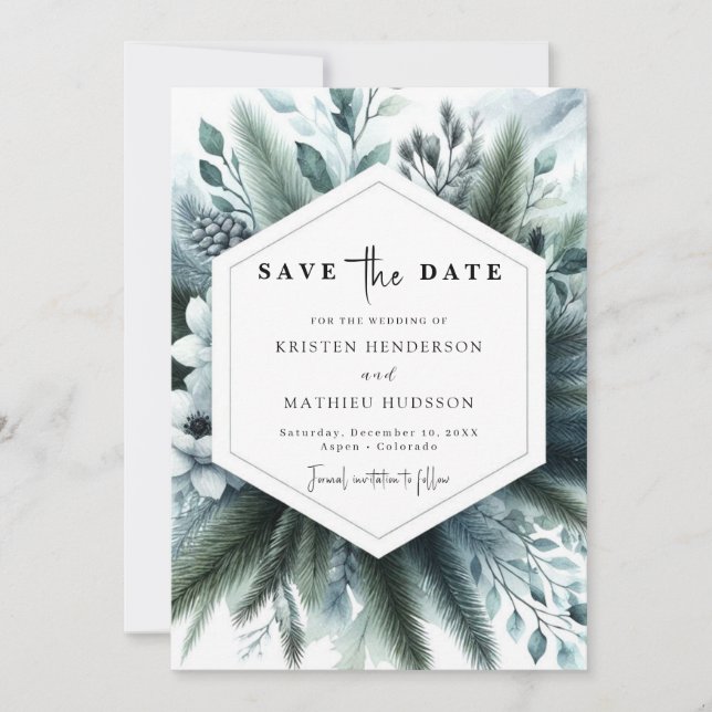 Boho Elegant Mountain Wedding Save The Date (Vorderseite)