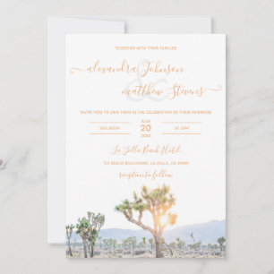 Boho Elegant Orange Joshua Tree Wedding Einladung