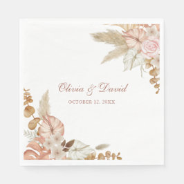 Boho Elegant Pampas Grass Floral Wedding Napkins Serviette