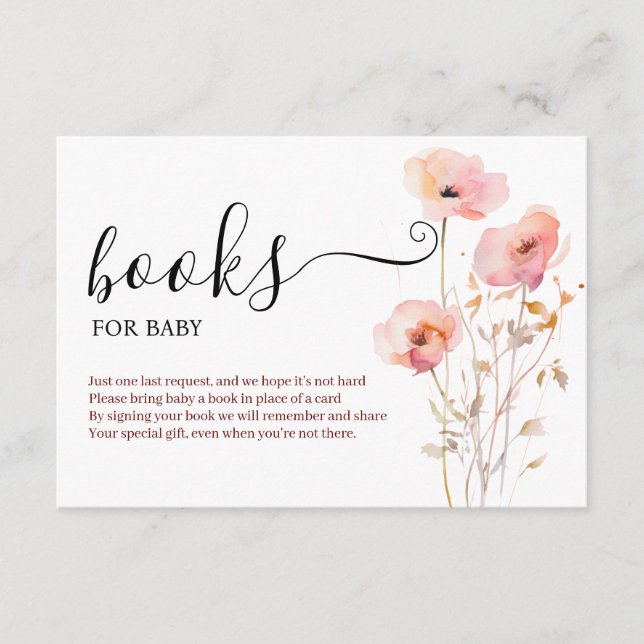 BOHO ELEGANT PINK BLUSH BLUME BÜCHER FÜR BABY BEGLEITKARTE (Vorderseite)