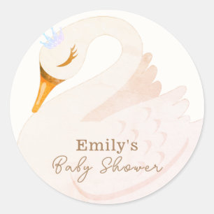 Boho Elegant Princess Swan Girl Baby Shower Runder Aufkleber