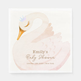 Boho Elegant Princess Swan Girl Baby Shower Serviette