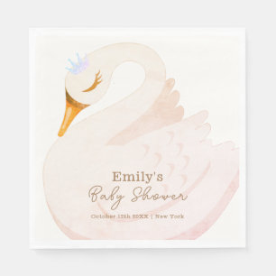 Boho Elegant Princess Swan Girl Baby Shower Serviette