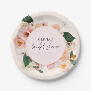 Boho-Elegant-Rosa-Blumen-Braut-Party Pappteller