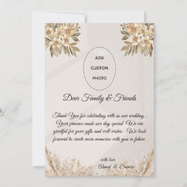 Boho Elegant Rustic Floral Wedding Danke Karte