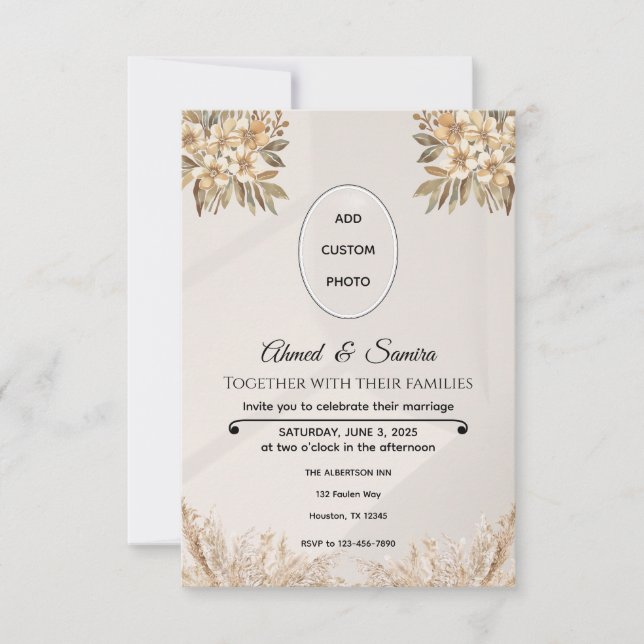 Boho Elegant Rustic Floral Wedding RSVP Karte (Vorderseite)