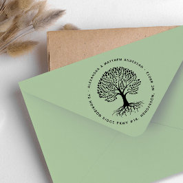 Boho Elegant Tree Roots Couple Name Rücksendeadres Gummistempel