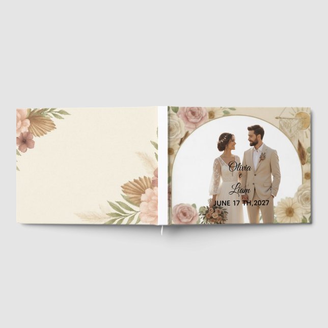 Boho Elegant Wedding Guest Book – Romantic Keepsak Gästebuch (Voll)