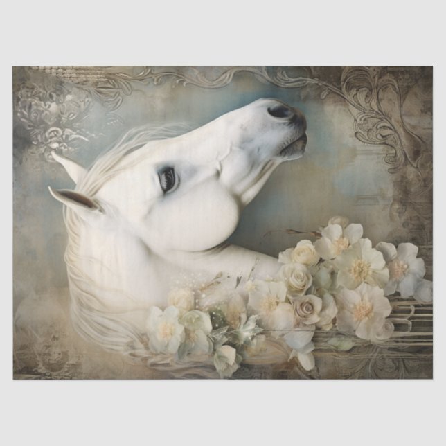 Boho Elegant White Horse Seidenpapier (Vorderseite)