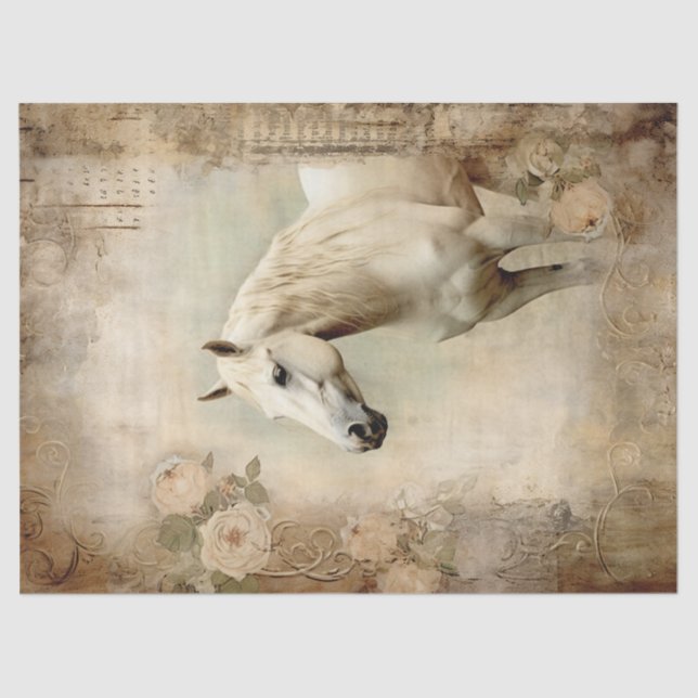 Boho Elegant White Horse Seidenpapier (Vorderseite)