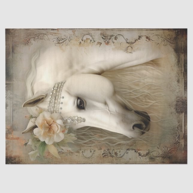 Boho Elegant White Horse Seidenpapier (Vorderseite)