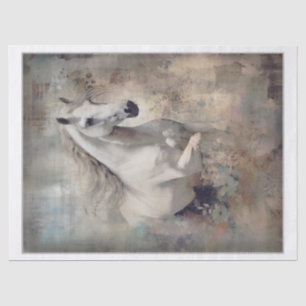 Boho Elegant White Horse Seidenpapier