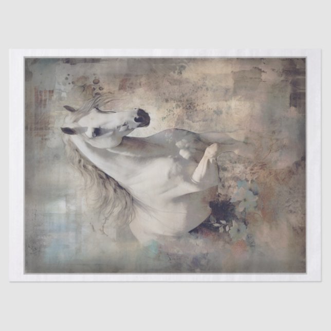 Boho Elegant White Horse Seidenpapier (Vorderseite)