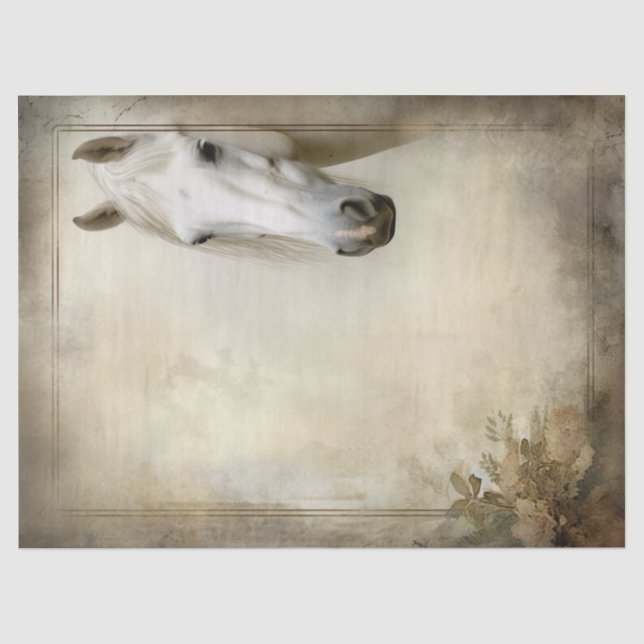 Boho Elegant White Horse Seidenpapier (Vorderseite)