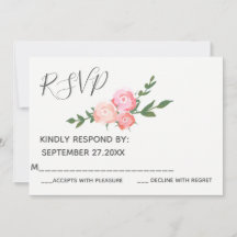 Boho elegante Aquarellfarben Rose Hochzeit RSVP