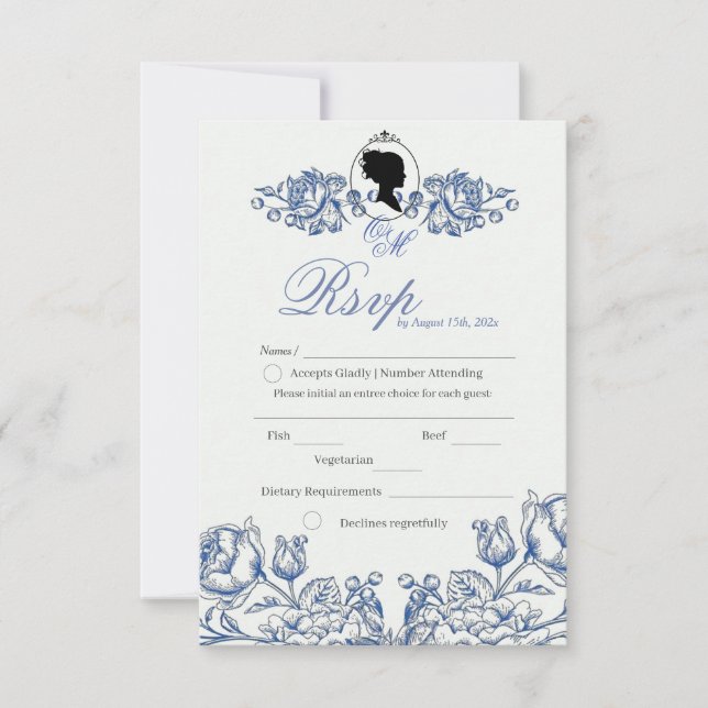 Boho Elegante Garden Flora Dusty Blue UAWG RSVP Karte (Vorderseite)