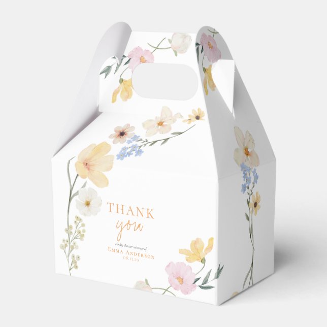 Boho elegante Pastel Wildblumen Babydusche Geschenkschachtel (Vorderseite)