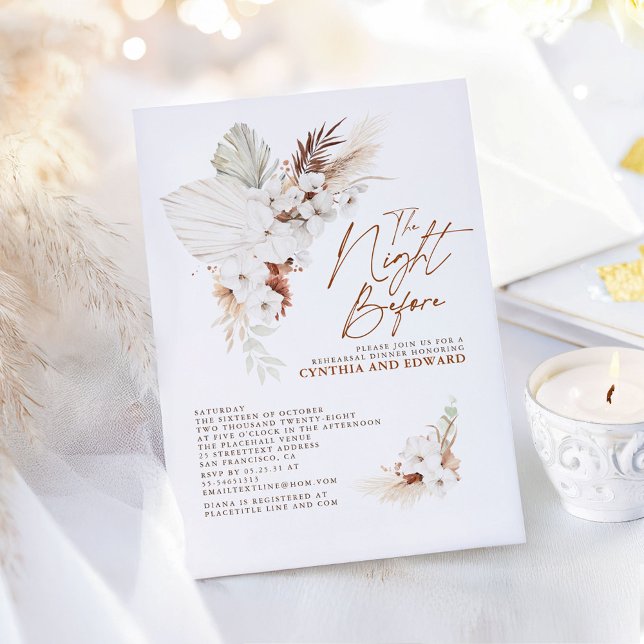 Boho Elegante Probe Locarno Einladung (The Night Before Terracotta Boho Rehearsal Dinner Invitations)