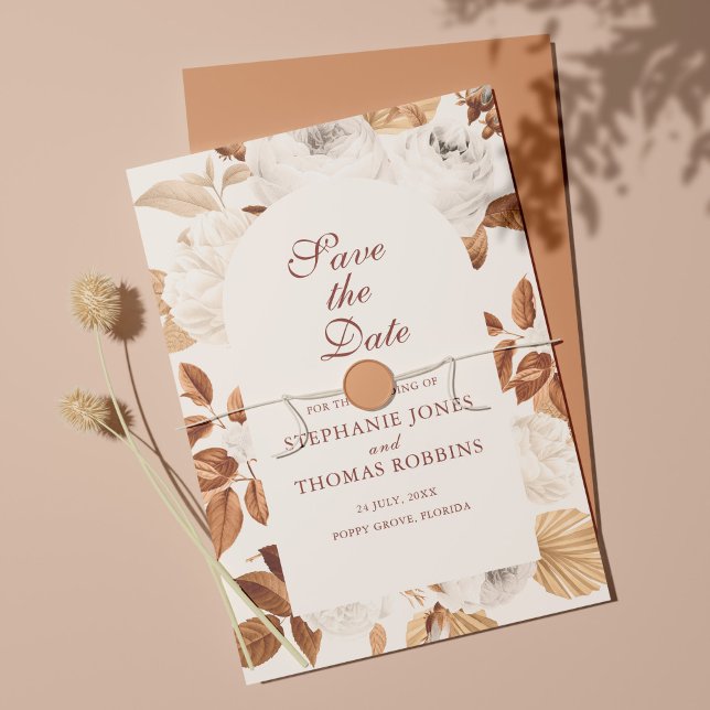 Boho Elegante Terracotta Save the Date Karte (Von Creator hochgeladen)