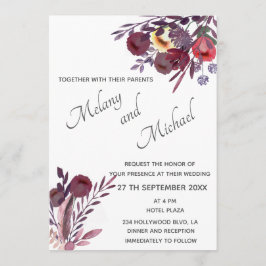 Boho elegante Wasserfarbe romantische Blumenstrauß Einladung