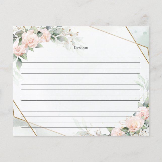 Boho Elegante weiche Pastellfarben Rose Grünrezept (Rückseite)