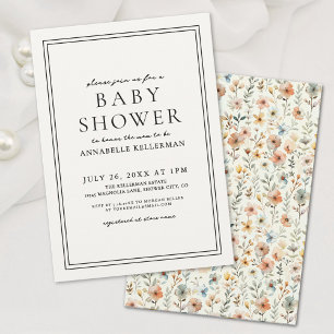 Boho Elegante Wildblumen-Baby-Party Einladung
