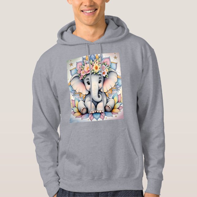 Boho Elephant 🌼 🐘 | Frieden und Petalen Hoodie (Vorderseite)