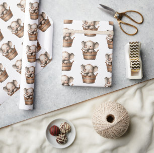 Boho Elephant in Holzeisen Geschenkpapier