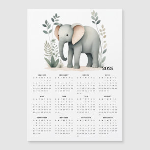 Boho Elephant Minimalistischer Magnetkalender 2025 Magnetkarte