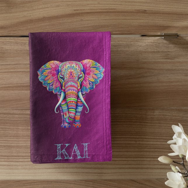 Boho Elephant - Personalisiertes Mandala Design Badhandtuch Set (Von Creator hochgeladen)