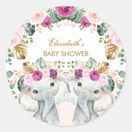 Boho Elephant Twins Tropenblau Lila Runder Aufkleber